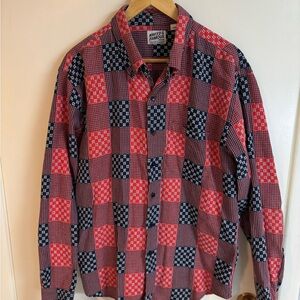 Naked & Famous Denim Red and Blue Patterned Shirt